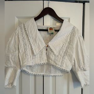 Cropped Croche and Laced Cotton Top
